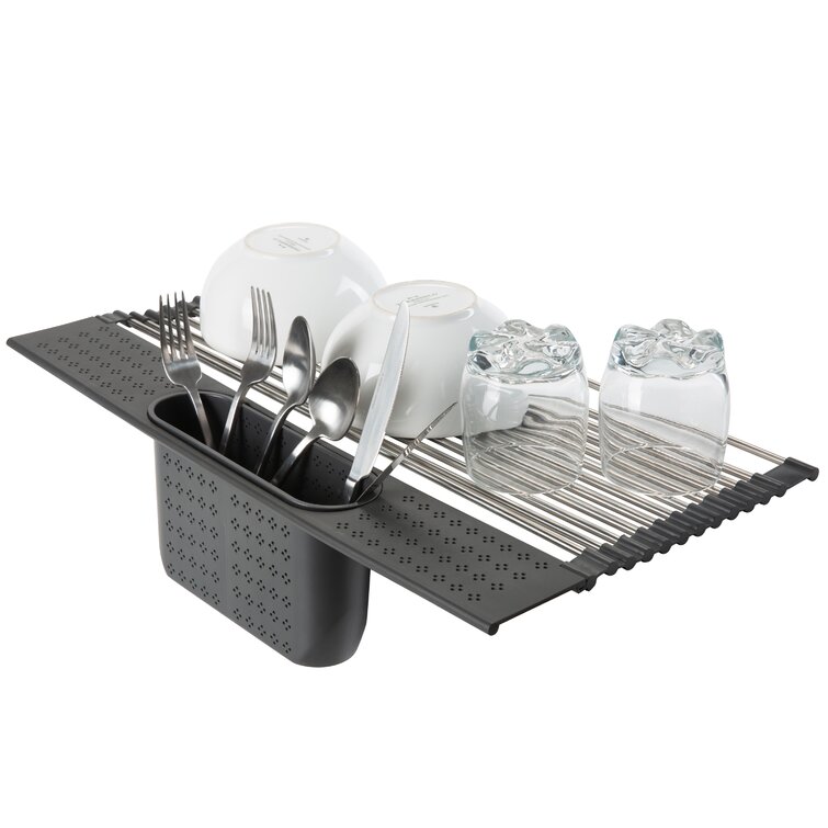 Kitchen Details Large Dish Rack with Tray in Clear 15100-CLEAR