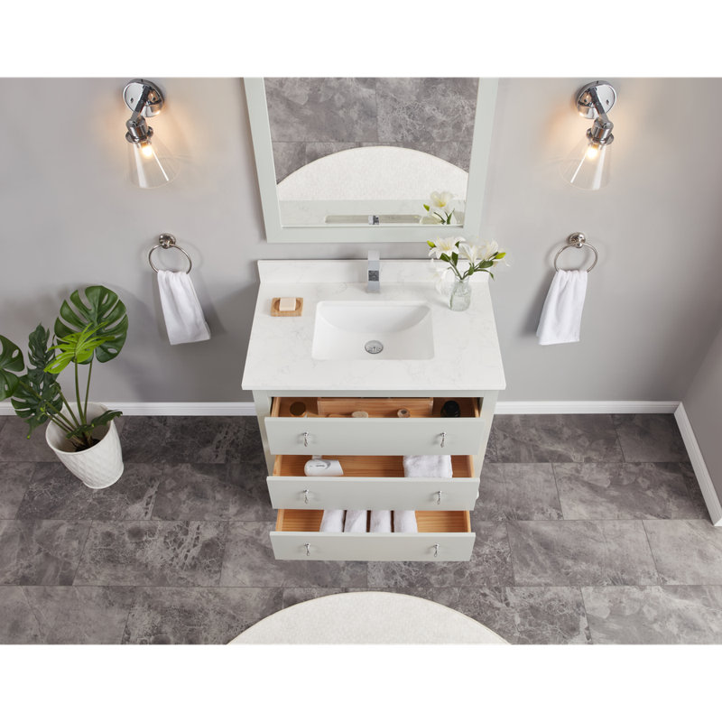 36" Solid Wood Sink Vanity  With 1' Artificial Stone Top, Silver