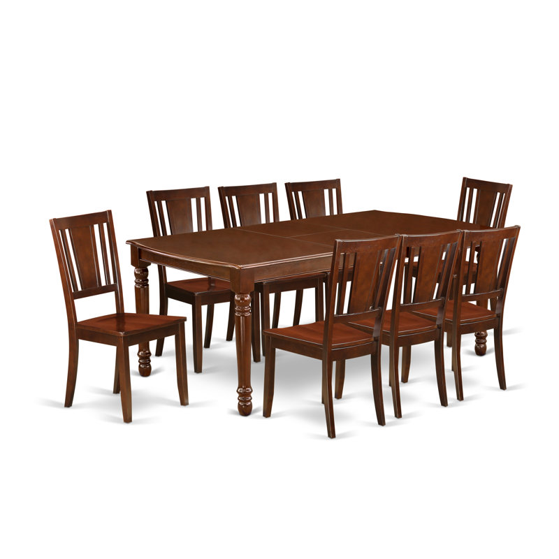 9 Piece Dining Set Includes a Rectangle Dining Table with Butterfly Leaf and 8 Kitchen Chairs, Mahogany, No