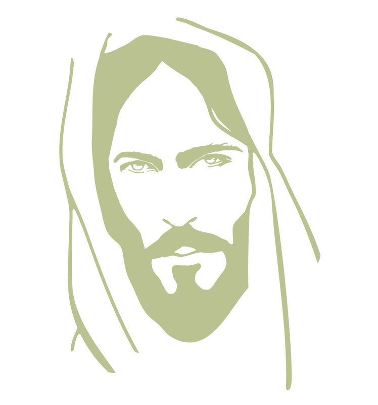 Décalcomanie murale face of jesus, Céladon, H 36 po x l 25 po x P 0,01 po