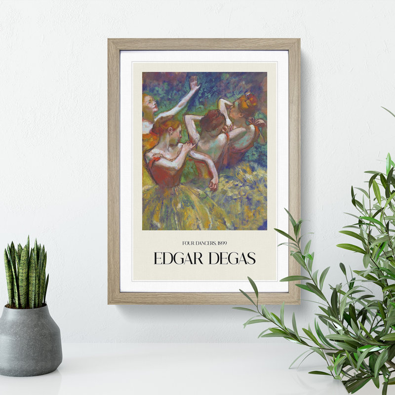 Four Ballet Ballerina Dancers Vol.1 by Edgar Degas - 1 Piece Single Picture Frame Wall Art, 36cm H x 27cm W x 2cm D