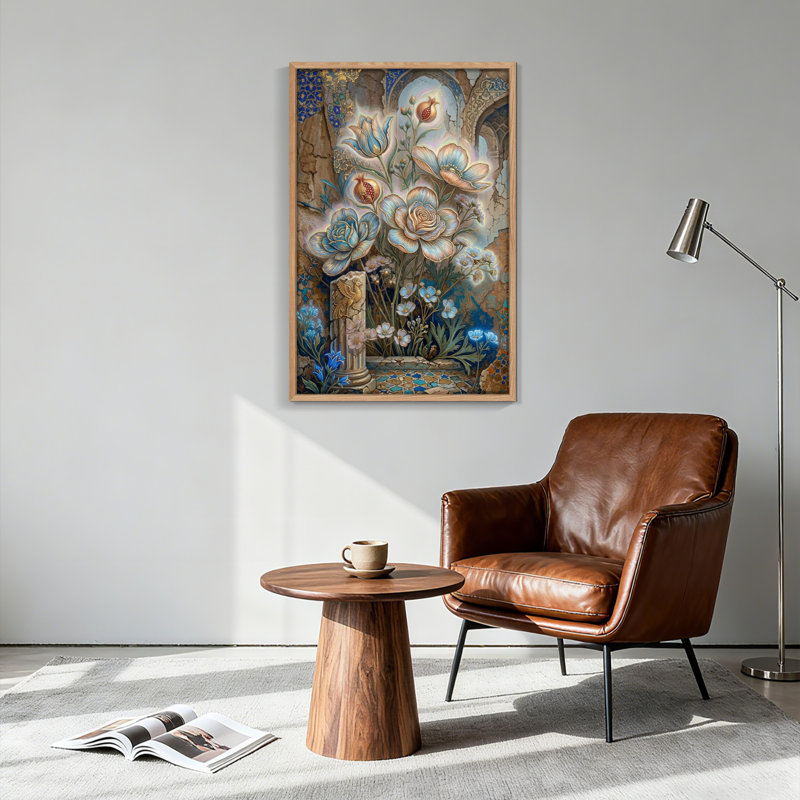 Ensemble de 1 tableau sur toile représentant un jardin floral, 48"H x 36"W, Natural
