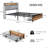 Metal Platform Bed Frame with Velvet Button-Tufted Headboard, 2 Storage Drawers, LED Light & USB Charging Port, Heavy Duty, Brown Wooden Panel, No Box Spring Needed-623376531