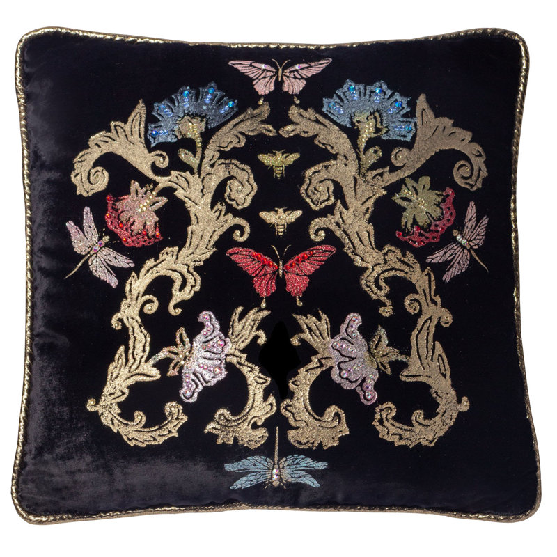 Night Blossom Velvet Square Pillow Cover