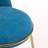 Indoor Metal Upholstered Barstool, Gold Finished Frame and Blue Upholstery, Set of 2