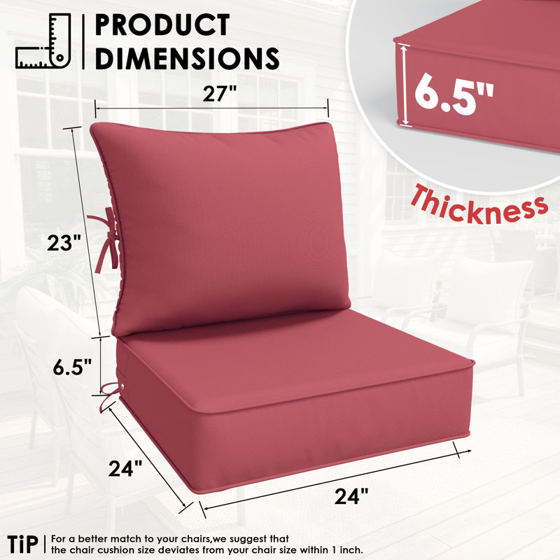 6.5″ Outdoor Replacement  Cushion Set, Deep Seating Seat / Back Cushion Set, Fuchsia Red