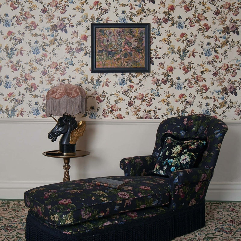 Rosetta 9.84' L x 70.8" W Wallpaper Roll, Cream/Green/Blue
