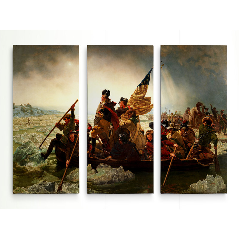 « washington crossing the endey », reproduction de peinture à l’acrylique à multiples images sur toile tendue de galerie