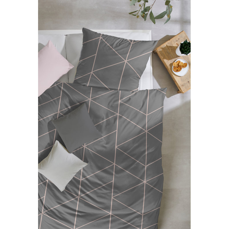 Rietdorf Cotton Geometric Shapes Duvet Cover Set with Pillow Shams Included, 155 x 220cm Duvet Cover + 1 Standard Pillowcase