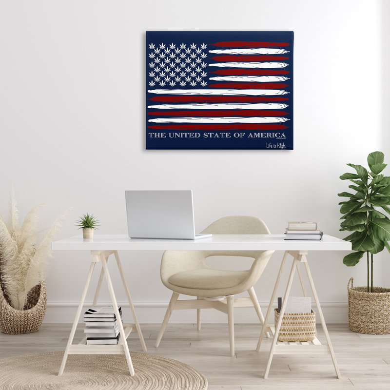 Art mural sur toile Herb America Flag, H 30 po x l 40 po