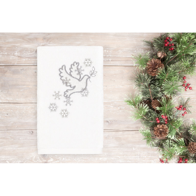 Christmas Midweight Hand Towel, White