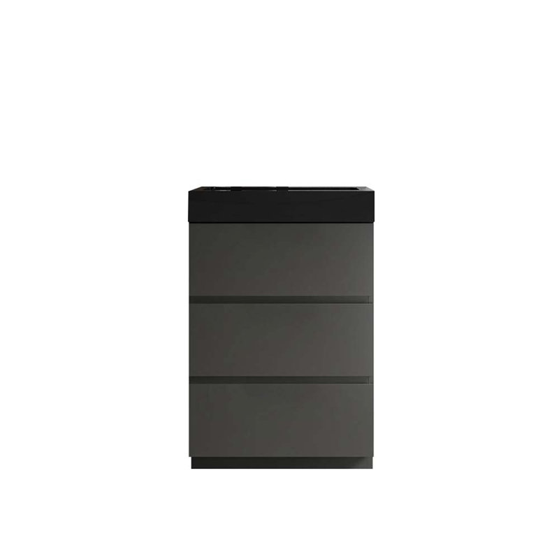 Ensemble de meuble-lavabo simple 24 po 24 po, Noir / gris
