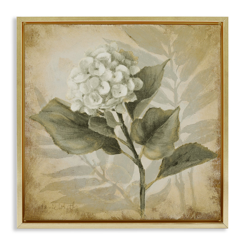 «Aubergine Hydrangea Impression» par Lanie Loreth, H 18 po x l 18 po, Cadre flottant métallique doré