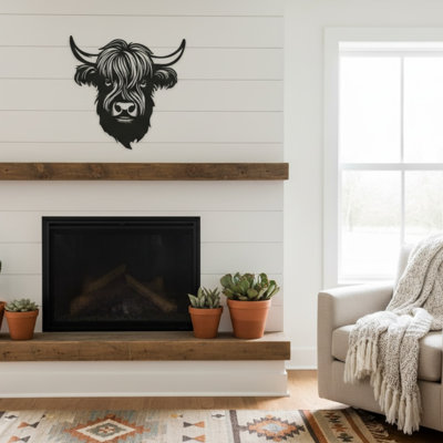 METAL HIGHLAND COW HEAD,  15.75"X11.5"
