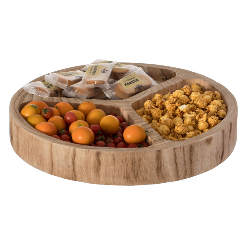 3 plateaux à collation ronds pour table de salle à manger et décoration de cuisine, noir brûlé, Noir brûlé