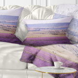 Calm Sunset over Lavender Field - Floral Printed Throw Pillow