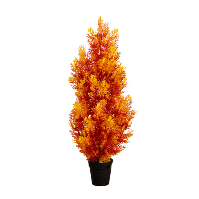 4Ft. UV Resistant Autumn Artificial Fall Cedar Tree (Indoor/Outdoor)