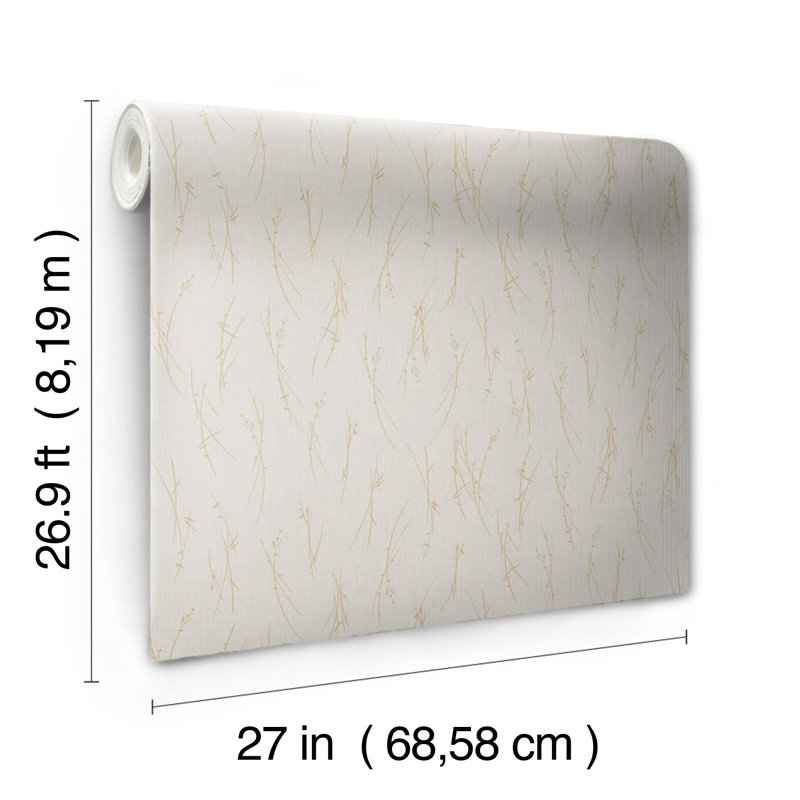 Abstract Metallic Wallpaper Roll, Light Gray/Gold