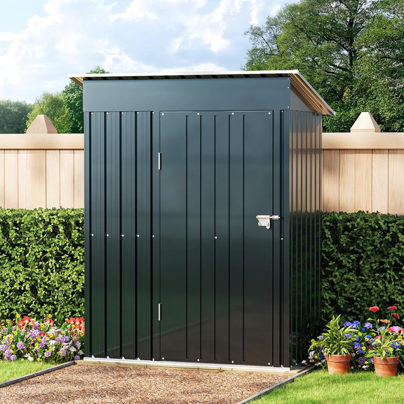 Remise de rangement extérieure en acier avec cadre de plancher et portes verrouillables, idéale pour le jardin, la cour arrière et le patio