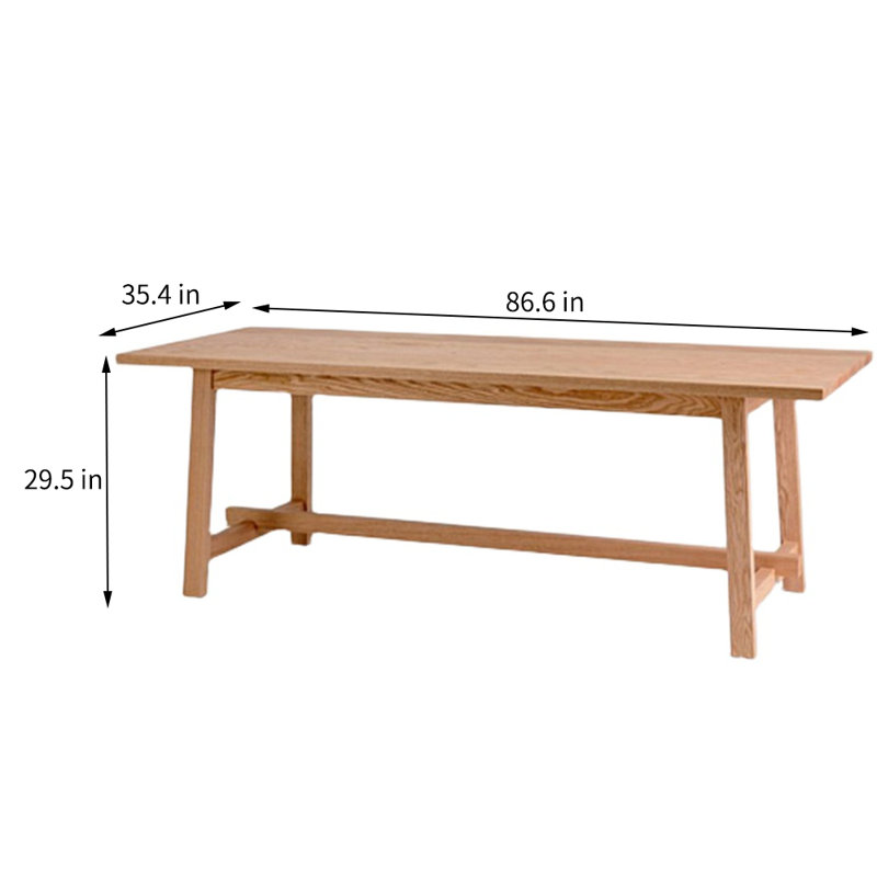 Takarah Ash Solid Wood Top Dining Table, 29.5"H x 96.6"L x 35.4"W
