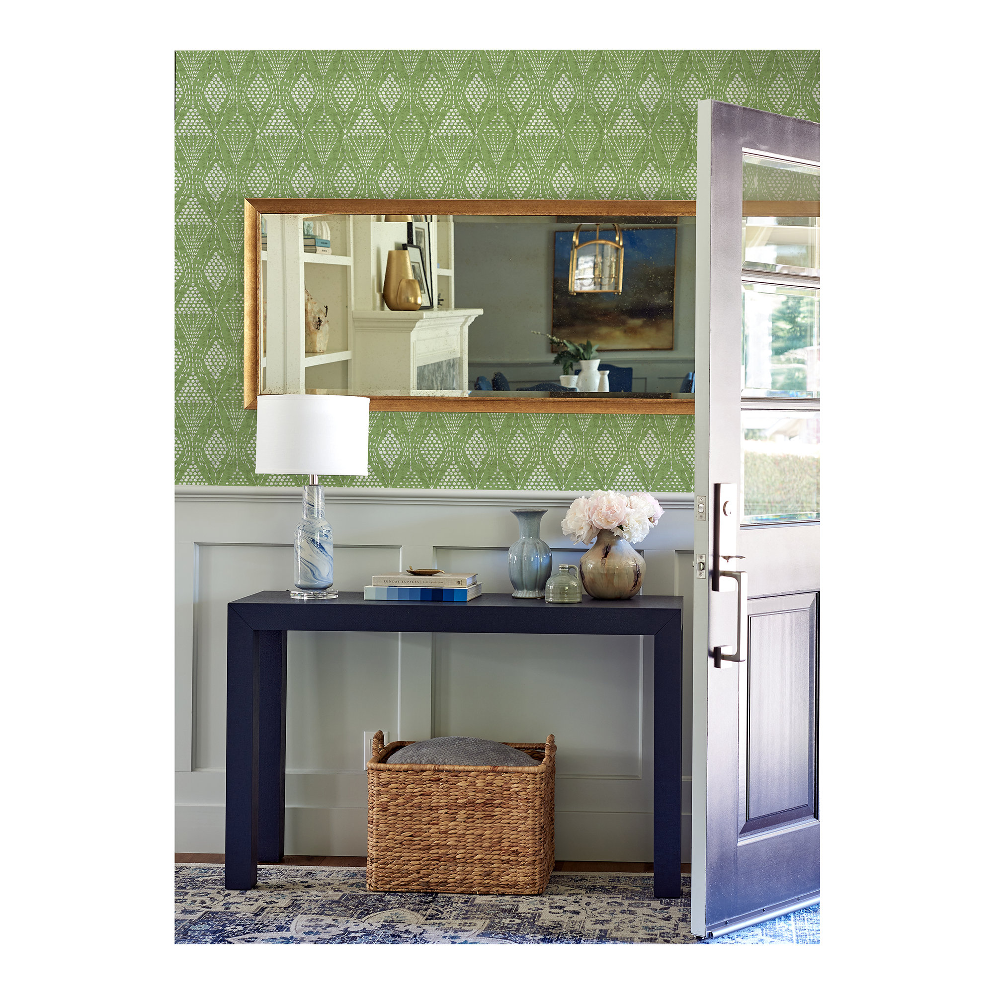 Aveta Geometric Wallpaper, Green