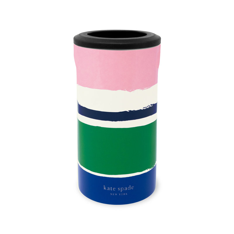 Stainless Steel Can Beverage Sleeve, Ocean Stripe