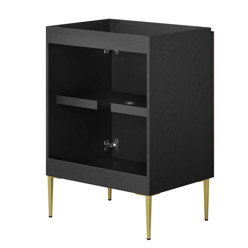Alchemist 24" Black and Gold Oak Veneer Bathroom Vanity Cabinet