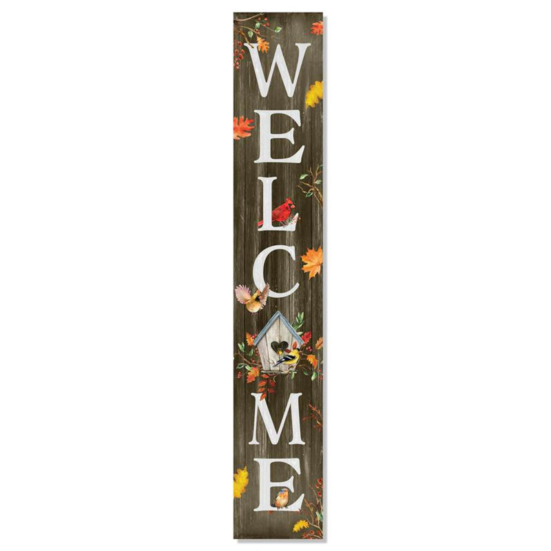 Welcome - Fall Birdhouse Theme Outdoor Wood Porch Decor