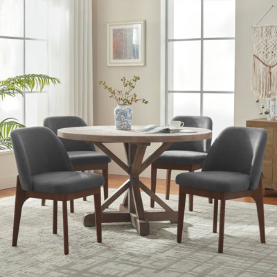 Bason 19.5" H Polyester Upholstered Dining Chairs (Set Of 4)