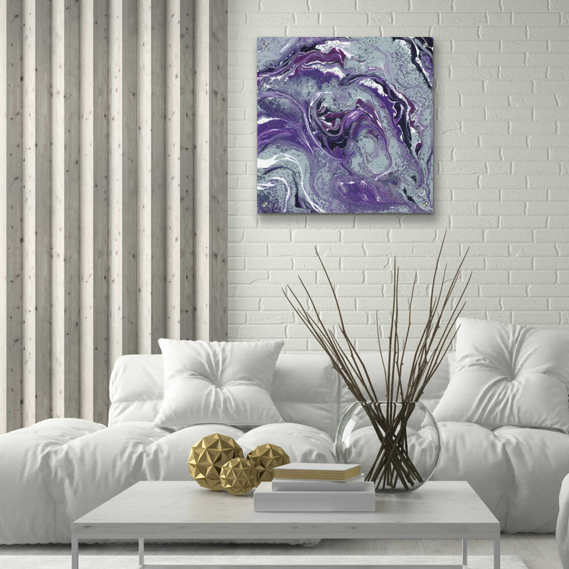 «Abstract in Purple I» par Cindy Jacobs, art mural en verre acrylique, H 24 po x l 24 po x P 0,2 po