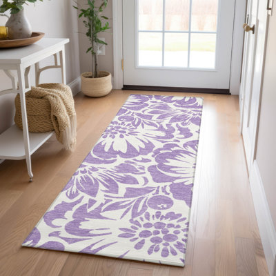 Alfonzo Flatweave Washable Floral Indoor / Outdoor Rug