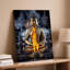Toile, une scène sereine mettant en vedette une figure centrale de Bouddha assise dans un art mural, une méditation ornée de robes dorées complexes-256248223