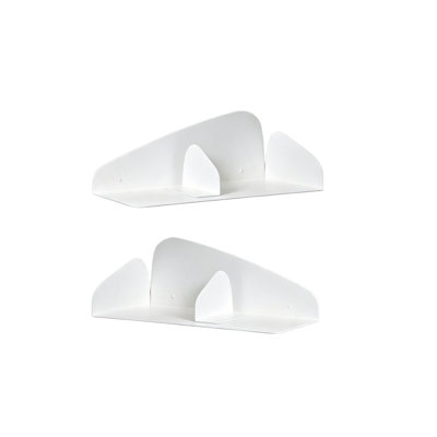 Set 2 White Floating Shelves 35 cm Book Shelf Wall Mounted Metal Shelves for Wall