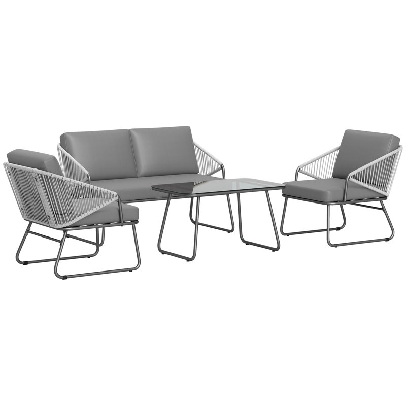 Rattan Sofa Set, Dark Grey