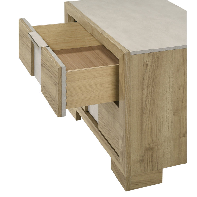 Table de chevet en bois à deux tiroirs 1Pc Driftwood