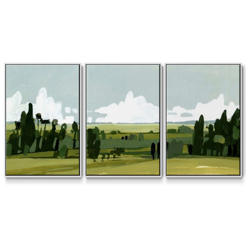 Verdant Summer III 3 pièces, Blanc, H 36 po x l 75 po x P 2 po