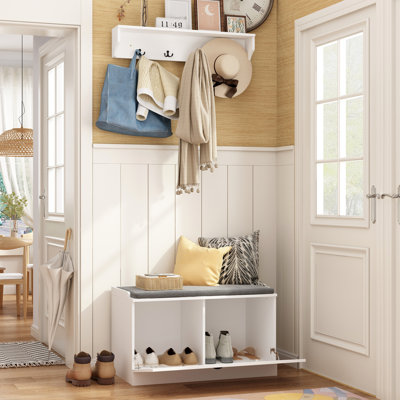 Hall Tree With Bench And Metal Hooks by Winston Porter
