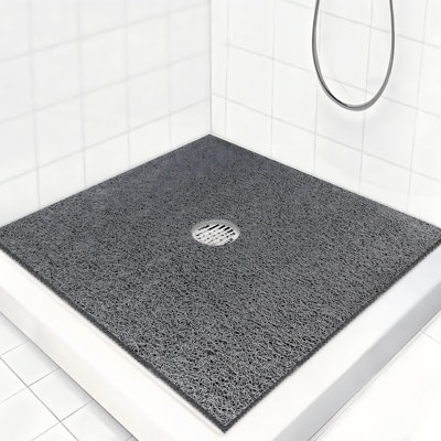 Square Shower Mat Non Slip,36 x 36 Inch Extra Large Loofah Shower Mats,Grey