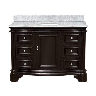 Twain 48" Single Bathroom Vanity Set with Chocolate Cabinet and Carrara Marble Countertop