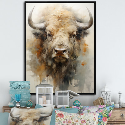 Buffalo Bison Head II - Buffalo, reproduction sur toile encadrée