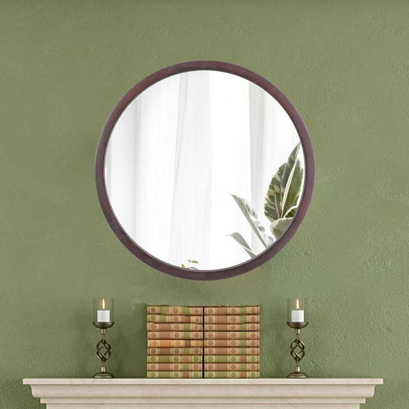 Ilmo Round Wall Mirror, Dark Brown