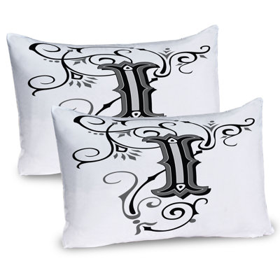 Ambesonne Letter I Pillow Sham 2 Pack Capitalized Abstract I Black Grey White -  pil-2_44634_36x20