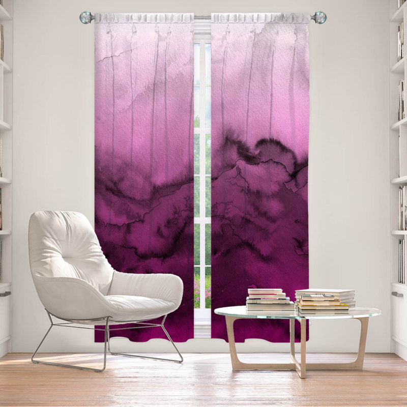 Rideau en polyester, L 20 po x L 52 po, Mauve