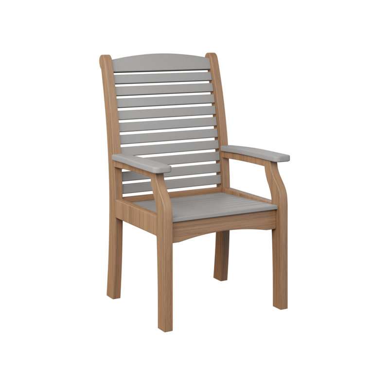 Classic Terrace Outdoor Dining Armchair, Light Gray/Antique Mahogany