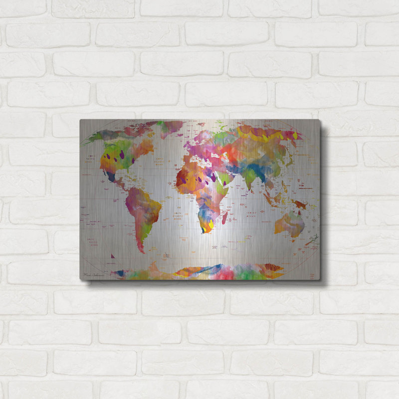 "Carte du monde" par Mark Ashkenazi, H 16 po x l 24 po