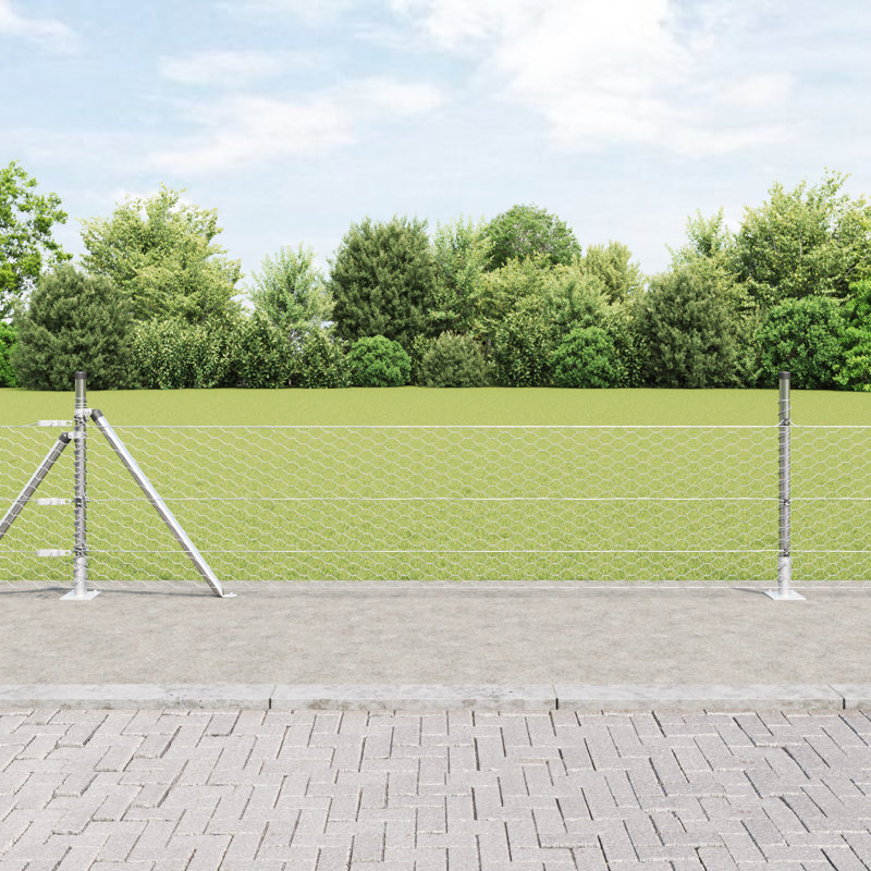 Hexagon Fence Galvanised Steel, Silver, 40cm H x 5000cm W