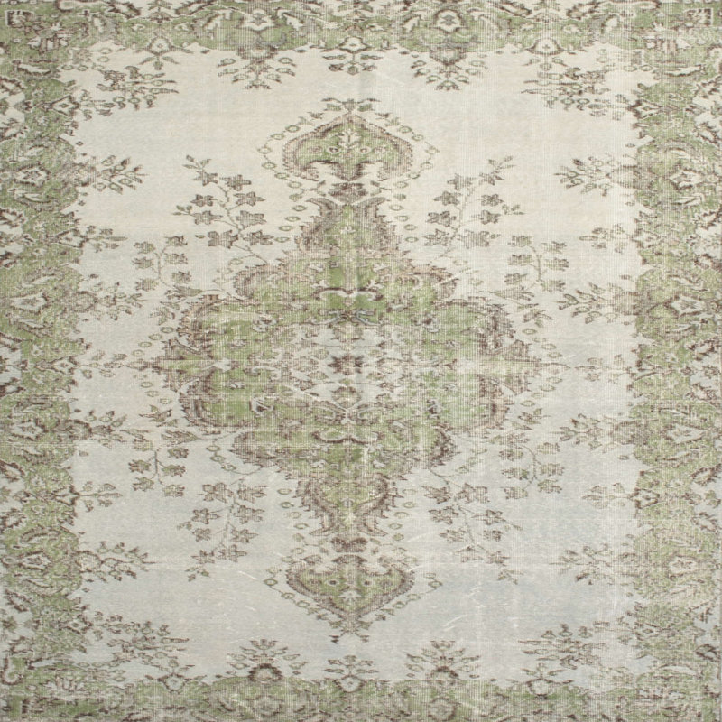 Tapis bleu ciel/beige traditionnel 777, Carré 5 pi
