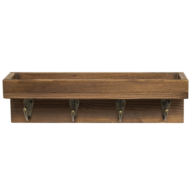 Baillons Wall 25.4cm Storage Organiser with Key Hooks and Corkboard, Dark Brown
