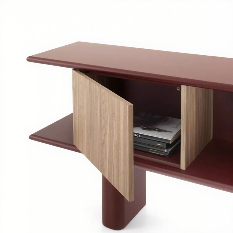 Console Modern Modern Art minimaliste, H 31,5 po x l 70,87 po x P 15,75 po, Brun/rouge
