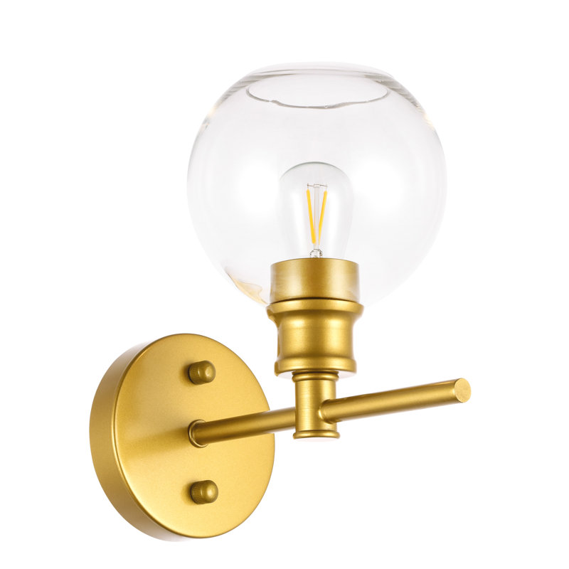 Drinkard Dimmable Bath Sconce, Clear, Brass